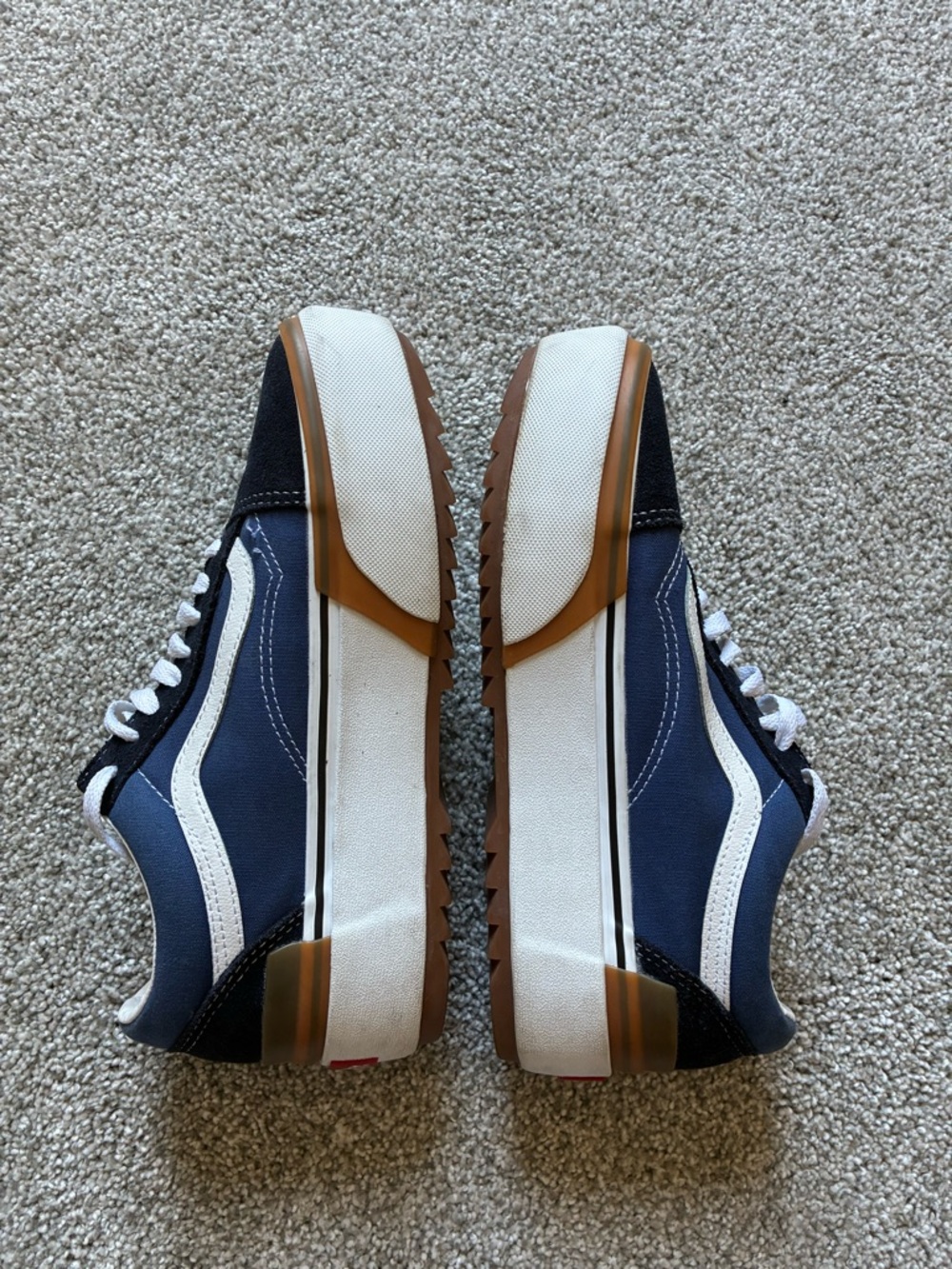 Vans Navy and White Platform Old Skool Sneakers - Picture 3 of 7